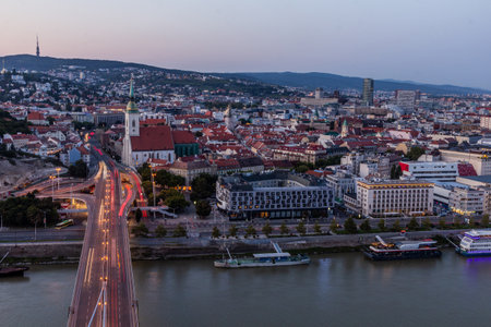 Aerial view of the old town in Bratislava, capital of Slovakia