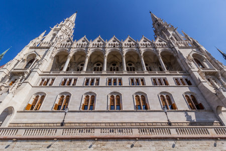 Hungarian Parliament Building in Budapest, Hungaryの写真素材
