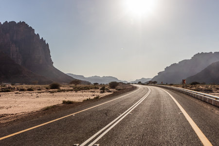 Road in Wadi Disah canyon, Saudi Arabia