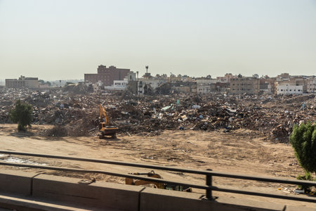 Old neigborhood of  Jeddah being demolished, Saudi Arabiaの写真素材