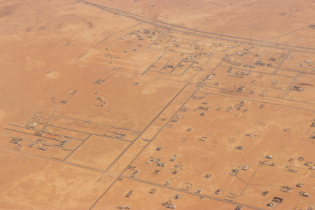 Aerial view of Riyadh suburbs, Saudi Arabiaの写真素材