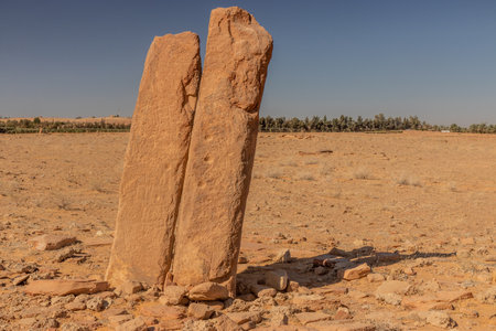 Rajajil (Rajajel) columns in Sakaka, Saudi Arabiaの写真素材