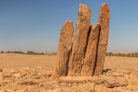 Rajajil (Rajajel) columns in Sakaka, Saudi Arabiaの写真素材