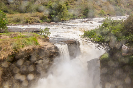 View of Murchison Falls on the Victoria Nile river, Ugandaの写真素材