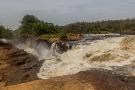View of Murchison Falls on the Victoria Nile river, Ugandaの写真素材