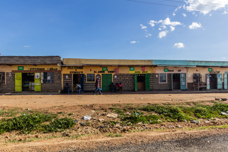 NKOILALE, KENYA - FEBRUARY 18, 2020: Various stores in Nkoilale village, Kenyaのeditorial素材