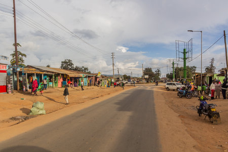 MARALAL, KENYA - FEBRUARY 13, 2020: Street in the center of Maralal, Kenya