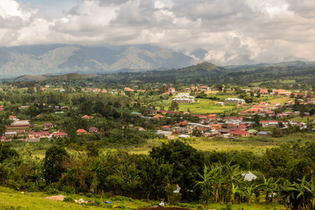 Aerial view of Fort Portal, Ugandaの写真素材