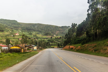 Kabale - Mbarara Road in Ugandaの写真素材