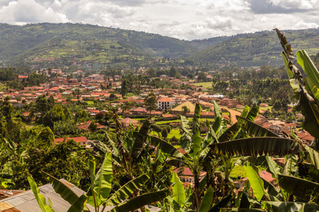 Aerial view of Kabale town, Ugandaの写真素材