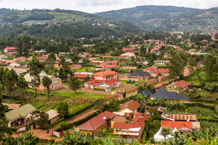 Aerial view of Kabale town, Ugandaの写真素材