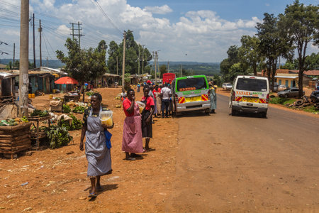 CHEMASIT, KENYA - FEBRUARY 21, 2020: View of a road in Chemasit village, Kenyaのeditorial素材