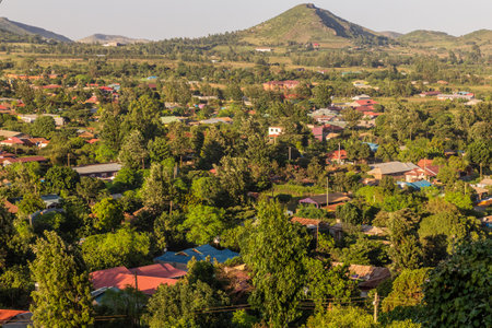 Aerial view of Marsabit town, Kenyaの写真素材