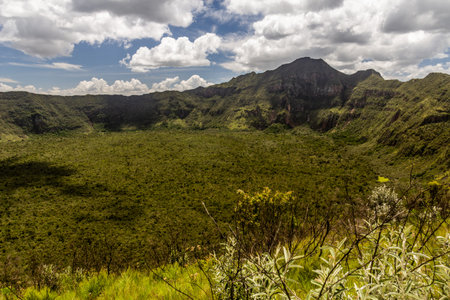 View of Longonot volcano crater, Kenyaの写真素材