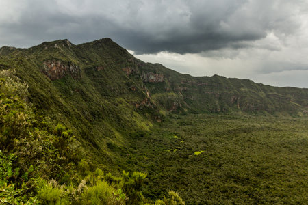 Rim of the Longonot volcano crater, Kenyaの写真素材