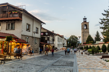 BANSKO, BULGARIA - AUGUST 3, 2019: View of a street in Bansko, Bulgariaのeditorial素材