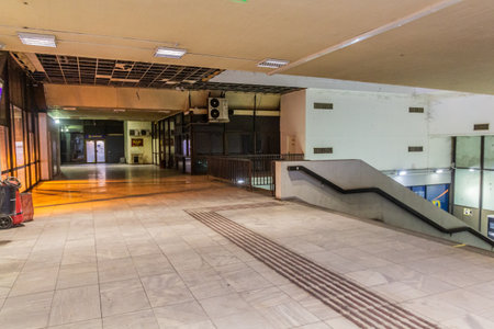 SKOPJE, NORTH MACEDONIA - AUGUST 5, 2019: Interior of Skopje Central Train Station.