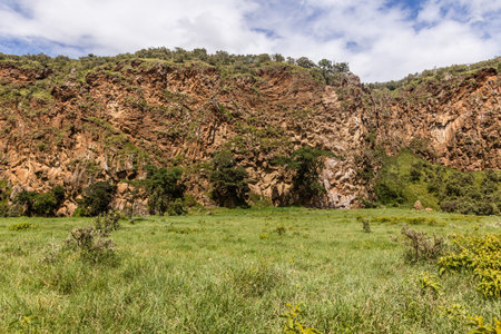 Landscape of the Hell's Gate National Park, Kenyaの写真素材