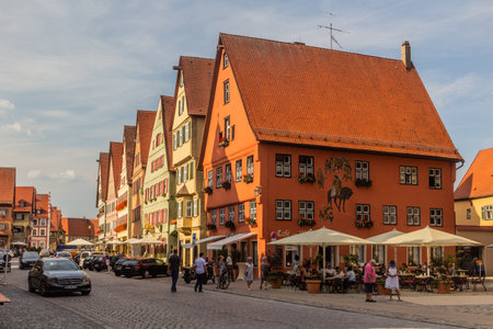 DINKELSBUHL, GERMANY - AUGUST 28, 2019: Medieval houses in Dinkelsbuhl, Bavaria state Germanyのeditorial素材