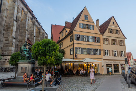 DINKELSBUHL, GERMANY - AUGUST 28, 2019: Medieval houses in Dinkelsbuhl, Bavaria state Germanyのeditorial素材