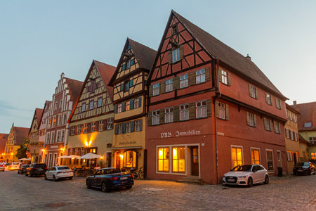 DINKELSBUHL, GERMANY - AUGUST 28, 2019: Evening view of Dinkelsbuhl, Bavaria state Germanyのeditorial素材