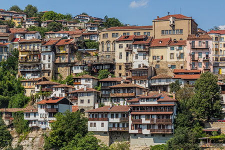 View of Veliko Tarnovo town, Bulgariaの写真素材