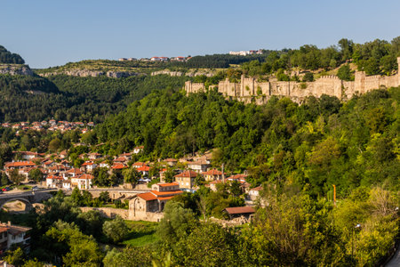 Veliko Tarnovo town with Tsarevets fortress, Bulgariaの写真素材