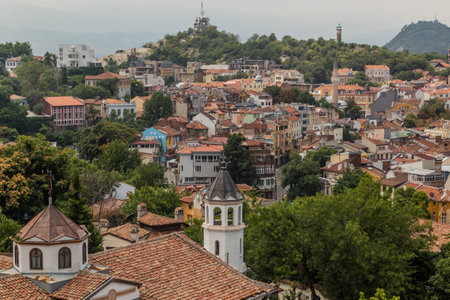 Skyline of the Old town of Plovdiv, Bulgariaの写真素材