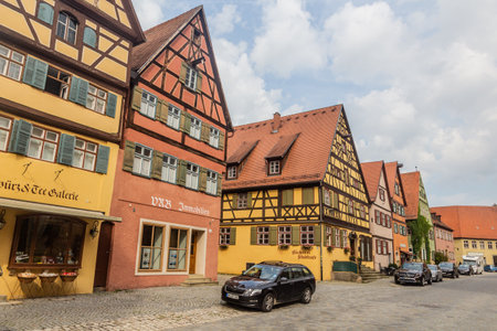 DINKELSBUHL, GERMANY - AUGUST 29, 2019: Medieval houses in Dinkelsbuhl, Bavaria state Germanyのeditorial素材