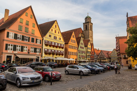 DINKELSBUHL, GERMANY - AUGUST 29, 2019: Old town of Dinkelsbuhl, Bavaria state Germanyのeditorial素材