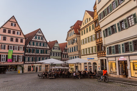 TUBINGEN, GERMANY - AUGUST 30, 2019: Marktplatz square in Tubingen Germanyのeditorial素材