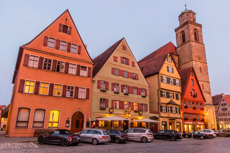 DINKELSBUHL, GERMANY - AUGUST 29, 2019: Old town of Dinkelsbuhl, Bavaria state Germanyのeditorial素材