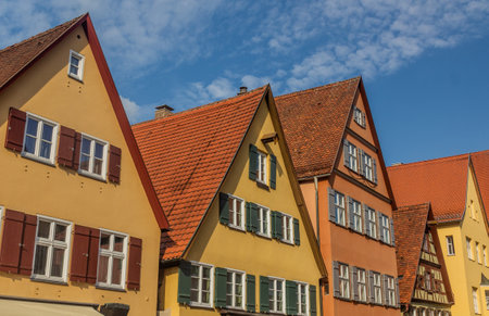 Medieval houses in Dinkelsbuhl, Bavaria state, Germanyの写真素材