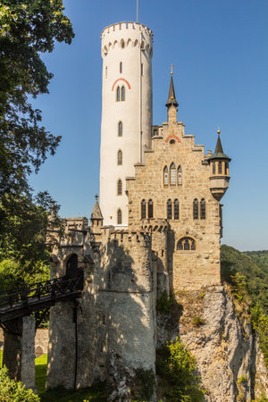 Lichtenstein Castle in the state of Baden-Wuerttemberg, Germanyの写真素材