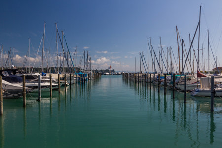 Boats in a port of Konstanz (Constance), Germanyの写真素材