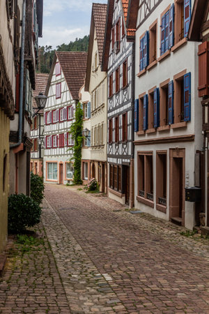 Half timbered houses in Schiltach village, Baden-Wurttemberg state, Germanyの写真素材