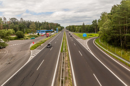 U CTYR KAMENU, CZECHIA - JULY 5, 2020: U Ctyr Kamenu roadside stop at the motorway D10 in the Czech Republicのeditorial素材
