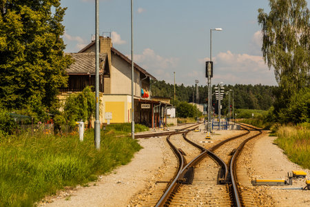 KREMZE, CZECHIA - AUGUST 7, 2020: Kremze railway station Czech Republicのeditorial素材