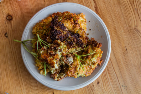 Meal of fried elderberry flowersの写真素材