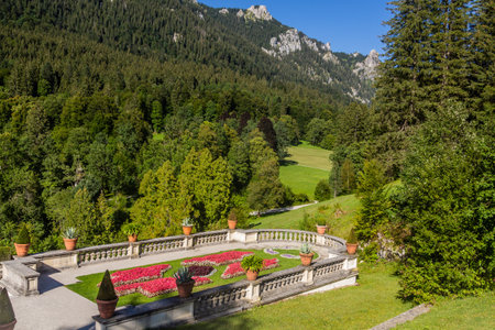 Garden of Linderhof palace, Bavaria state, Germany.の写真素材