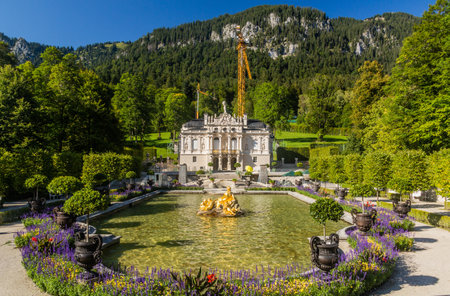 View of Linderhof palace, Bavaria state, Germanyの写真素材
