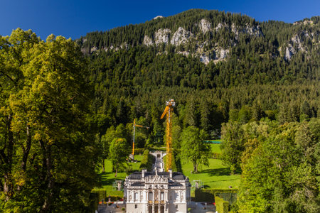 Mountains behind Linderhof palace, Bavaria state, Germany.の写真素材