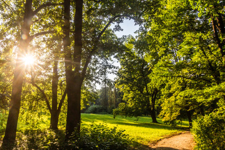 Garden of Hluboka nad Vltavou castle, Czech Republicの写真素材