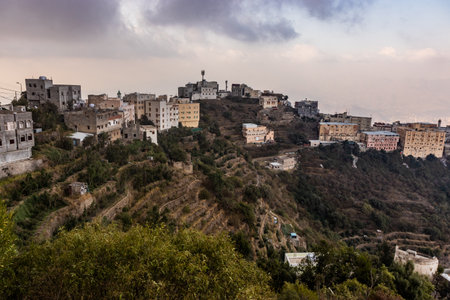 View of ridgetop Fayfa town, Saudi Arabiaの写真素材