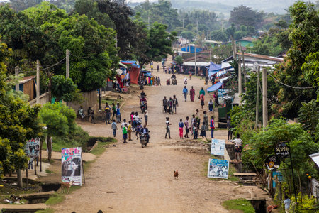 JINKA, ETHIOPIA - FEBRUARY 2, 2020: View of a street in Jinka, Ethiopiaのeditorial素材