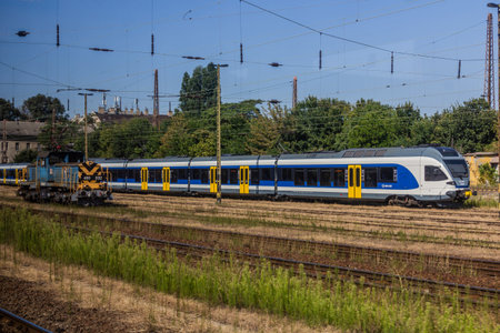 BUDAPEST, HUNGARY - AUGUST 15, 2019: Stadler FLIRT electric multiple unit of MAV (Hungarian State...
