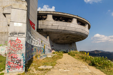 BUZLUDZHA, BULGARIA - JULY 27, 2019: View of Buzludzha monument in Bulgariaのeditorial素材