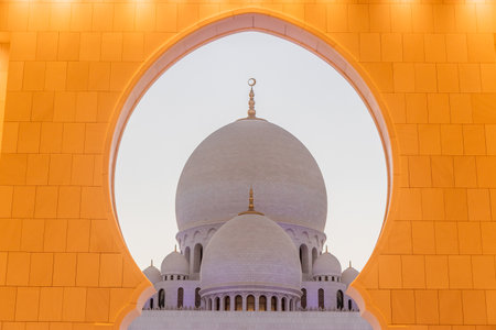 Dome of Sheikh Zayed Grand Mosque in Abu Dhabi, United Arab Emirates.