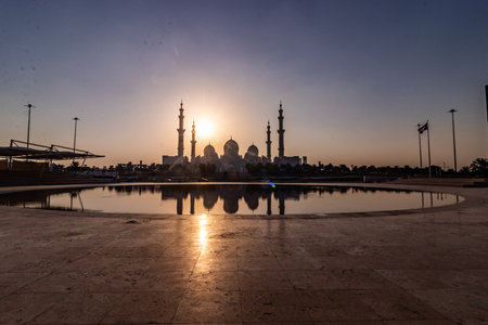 View of Sheikh Zayed Grand Mosque in Abu Dhabi, United Arab Emirates.の写真素材