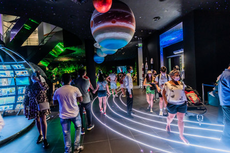 DUBAI, UAE - OCTOBER 31, 2021: Space section of the India pavilion at Expo 2020 in Dubai, United Arab Emirates.のeditorial素材